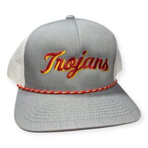 USC Trojans Gray White Snapback Adjustable Hat Mesh Back Retro Cap